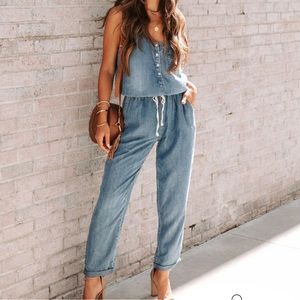 Chambray Jumpsuit - Size Large (8)